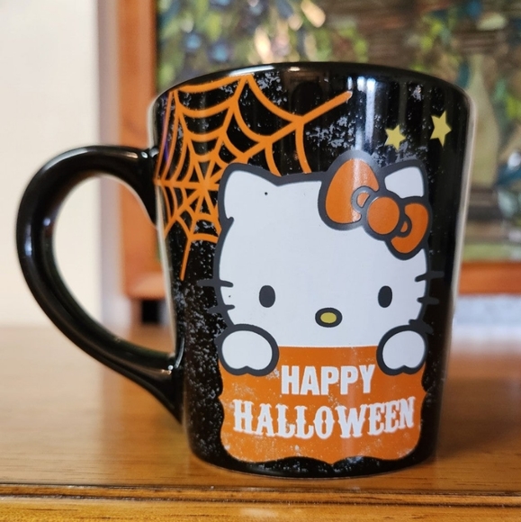 TikTok Viral HTF Hello Kitty Halloween Two Sided Black Bat Mug - Picture 2 of 2